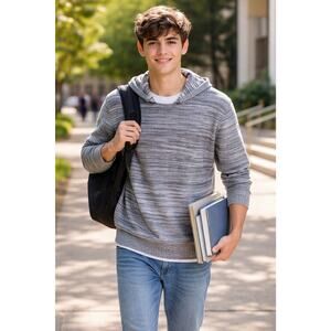 Sun + Stone Large men's marled hooded sweater Excellent Condition